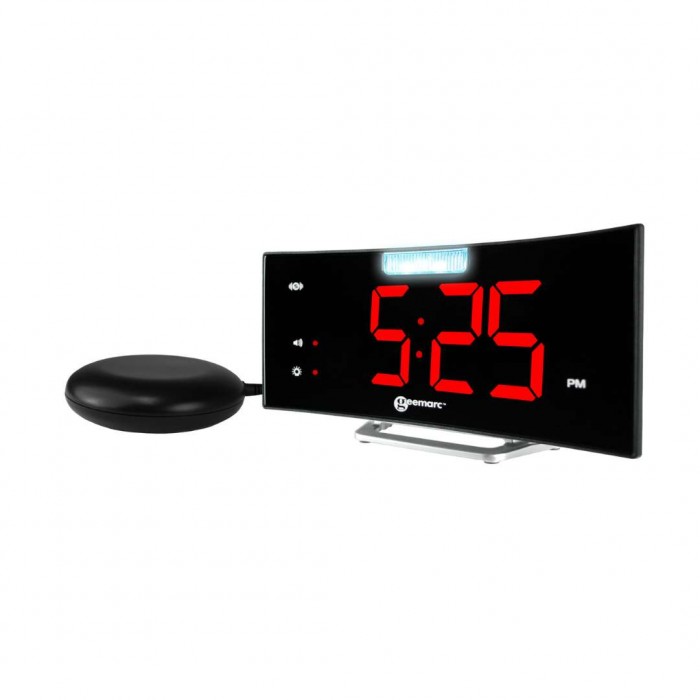 Geemarc - Réveil Wake'N'Shake Curve : triple alerte pour malentendants