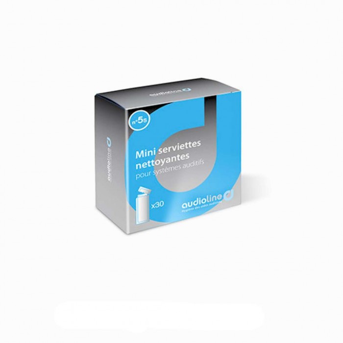 Mini serviettes nettoyantes Audioline x30 pour appareil auditif