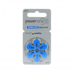 Pile auditive Power One P675 (bleu) – Plaquette de 6 piles zinc‑air haute puissance