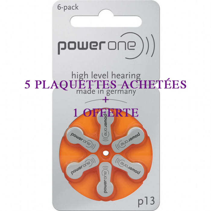 Piles Power One 13 - 5 plaquettes achetées 1 plaquette offerte